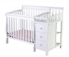 Dream On Me Jayden 3 in 1 Convertible Portable Crib with Changer, White