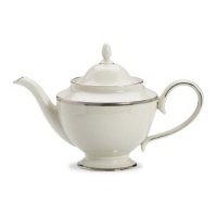 Lenox Tuxedo Platinum Ivory China Teapot