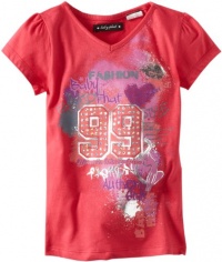 Baby Phat - Kids Girls 2-6X Print Tee with Foil Spray, Pink, 6X