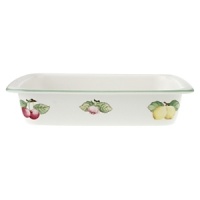 This cheerful collection combines delicious designs to be mixed & matched to create a tempting display for your table. Villeroy & Boch has developed a new glaze to bakeware that actually repels baked-on food! Cleans in seconds, no scouring necessary. Use with silicone or plastic servers, clean with a soft sponge. Oven, microwave and dishwasher safe. 12 inches.