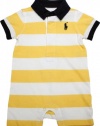 Ralph Lauren Layette Boys Striped Rugby Shortall, Yellow, 9 M