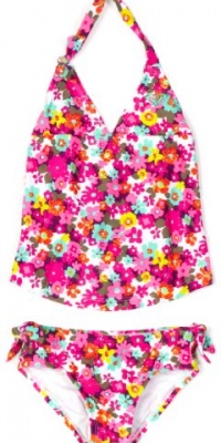 Roxy Kids Girls 2-6x Teenie Wahine Halter Tiki Tri Tank, Multicolor Floral Print, 4