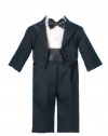 Lauren Madison baby boy Infant Christening Baptism Special occasion Authentic Tuxedo With Tails, Black, 18 Months