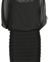 Sheer Cold Shoulder Sleeved Blouson Dress