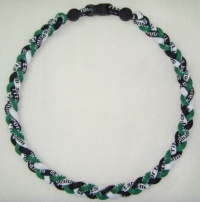 Titanium Tornado Baseball Necklace Green Black White 18inch