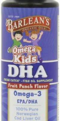 Barlean's Organic Oils Kid's DHA, Fruit Punch Flavor, 8-Ounce Bottle