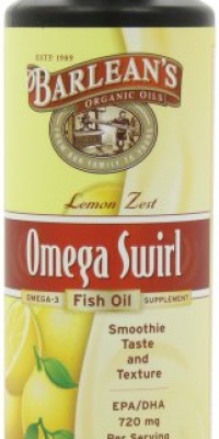 Barlean's Organic Oils Omega Swirl Fish Oil, Lemon Zest, 16-Ounce Bottle