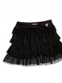 GUESS Kids Girls Girls Tiered Mesh Knit Skirt, BLACK (7/8)