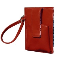 Red Leather Smartphone Wristlets Wallet for Women - Leopard Lining