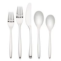 An elongated silhouette and sleek curves add a modern sensibility to this refined flatware.