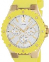 GUESS Yellow and Gold-Tone Feminine Sport Watc