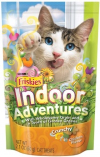 Friskies Cat Treats Crunchy Indoor Adventures Chicken Flavor, 2.1-Ounce Pouches (Pack of 10)