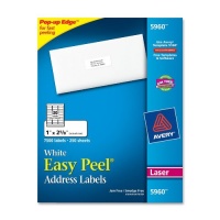 Avery Easy Peel Address Labels for Laser Printers, 1 x 2.625 Inches, White, Box of 7500 Labels (5960)