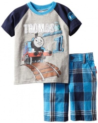 Thomas & Friends Boys 2-7 2 Piece Knit Pullover and Woven Short, Blue, 3T