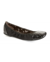 Catch eyes and turn heads as you sparkle past in the glittery Flicker ballet flats by Material Girl.