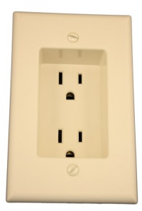 Leviton 689-T 15 Amp 1-Gang Recessed Duplex Receptacle, Residential Grade, with Screws Mounted to Housing, Light Almond