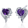 Cupids Grace 1.00 Carats Amethyst Heart Shape Cubic Zirconia Earrings in Sterling Silver Rhodium Nickel Finish