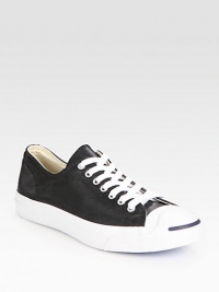 Two-tone lace-up favorite in stretchy canvas with a rubber sole for extra traction. Padded insoleRubber soleImported