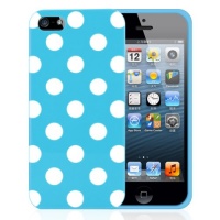 MiniSuit Polka Dot Soft Rubberized Case Cover for iPhone 5 (Blue)