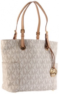 Michael Kors East West Signature PVC Tote Vanilla