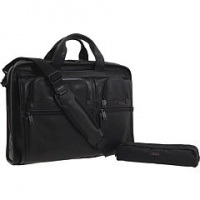 Tumi Alpha Compact Large Screen Laptop Leather Brief, Black, Large