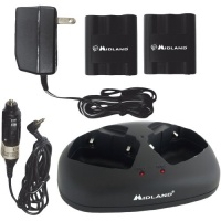 Midland AVP4 Dual Desktop Charger with 2 Rechargeable Battery Packs and Vehicle Adapter