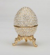 Swarovski Crystals! Faberge Egg Box with Ring Insert 24K Gold Jewelry Box Figurine