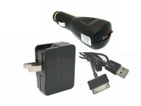 iShoppingdeals - USB Data Cable and USB Car and AC Home Wall Charger for Samsung Galaxy Tab 7 / 8.9 / 10.1 Inch