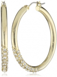 Nine West HOOP THERE IT IS Gold-Tone Crystal Pave Hoop Earrings