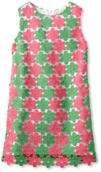 Lilly Pulitzer Girls 7-16 Little Classic Shift Textured, New Green Two Tone Truly Petal Lace, 12