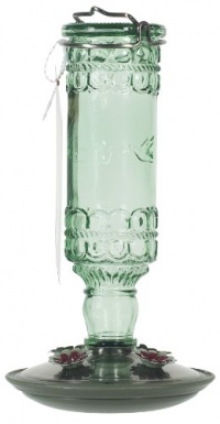 Perky-Pet 8108-2 Green Antique Bottle 10-Ounce Glass Hummingbird Feeder