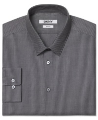 Straighten out your go-to office look with this crisp fitted dress shirt from DKNY.