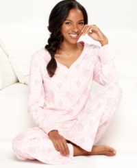 Sweet dreams are all yours. Cuddle up to the soft, lightweight textured fabric of the cute Cut Velour pajama set by Charter Club.