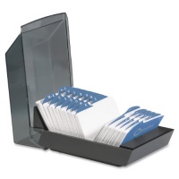 Rolodex 67011 Rolodex Covered Business Card File, 500 2-1/4x4 Cards, 24 A-Z Guides, Black