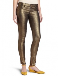 XOXO Juniors Metallic Foil Finished Denim Pant, Gold, 7/8