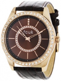 FCUK Women's FC1012JRTT Brown Leather Strap Rose Gold Case Watch