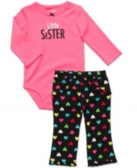 Show off her sweet side with this bodysuit and pant set from Carter's.