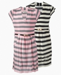 Cute and charming, this belted sweater dress from Guess has a fitted feel to give her a fun fashion to add to her closet.