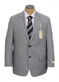 Michael Kors Mens 2 Button Flat Front Gray Plaid Wool Suit