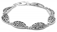 Sterling Silver Celtic Design Oval Link Bracelet, 8