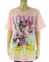 Disney Minnie & Mickey Mouse T-shirt Top Pink Glitter Tee Plus Size