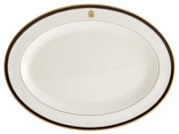 Pickard Gold Bracelet White Fine China with Black Trim and Eagle Crest Large Oval Platter, 14-5/8-Inch