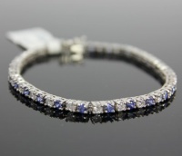 B. Brilliant Sterling Silver, Blue Tanzanite, and Cubic Zirconia Tennis Bracelet