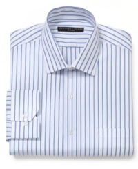 Prepare for the day confidently with bold stripes on this spiffy dress shirt from Geoffrey Beene.