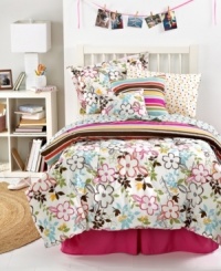 Over twenty styling options in one set! This Abigail comforter set features ten pieces that are all reversible so you can mix and match to your hearts content. Patterns include bold florals, sassy stripes and peppy polka dots all in bright colors for the ultimate room update.