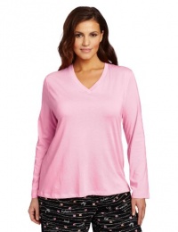 Hue Sleepwear Women's Plus-Size Long Sleeve V-Neck Sleep Tee