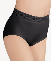 Wacoal Underwear Bodysuede Lace Waist Brief, Black, Size 9