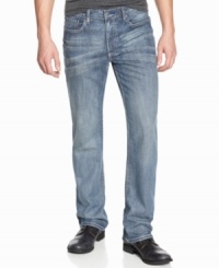 These jeans from Kenneth Cole Reaction bring out the lighter side of denim with a medium wash and classic boot-cut.