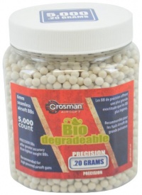 Crosman Biodegradable AirSoft BBs (5000 .20G 6mm, White BBs)