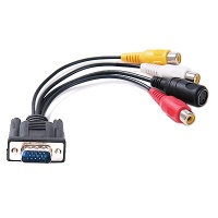 HDE VGA Adapter to TV S-Video RCA Out Cable for PC Video